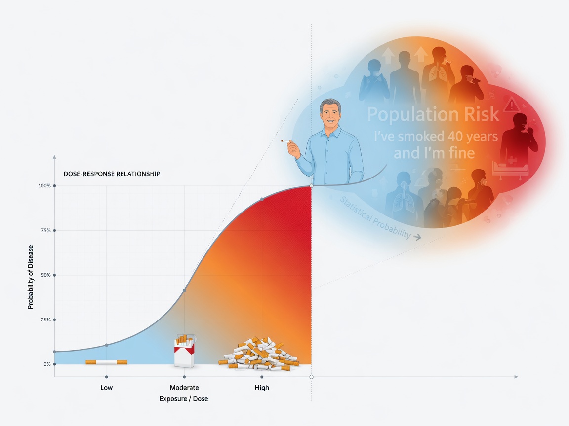 Caption: The higher the smoking dose and the longer the duration, the greater the trend of increasing risk for multi-system diseases. The dose-response relationship is the core concept for understanding this pattern.